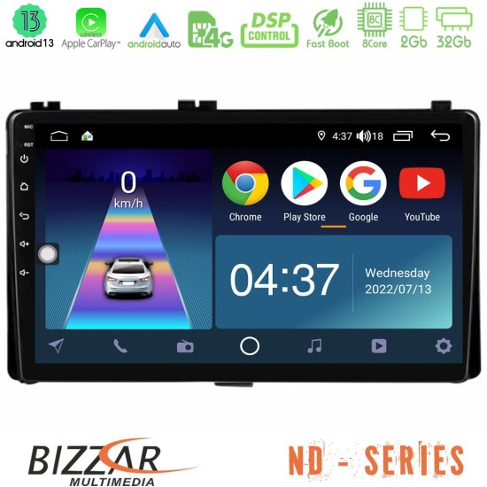 Bizzar ND Series 8Core Android13 2+32GB Toyota Corolla/Auris 2017-2019  Navigat-ion Multimedia Tablet 9"