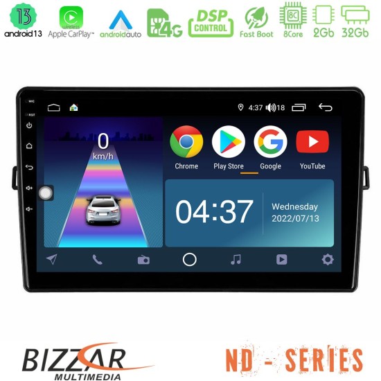 Bizzar ND Series 8Core Android13 2+32GB Toyota Auris Navigation Multimedia Tablet 10"