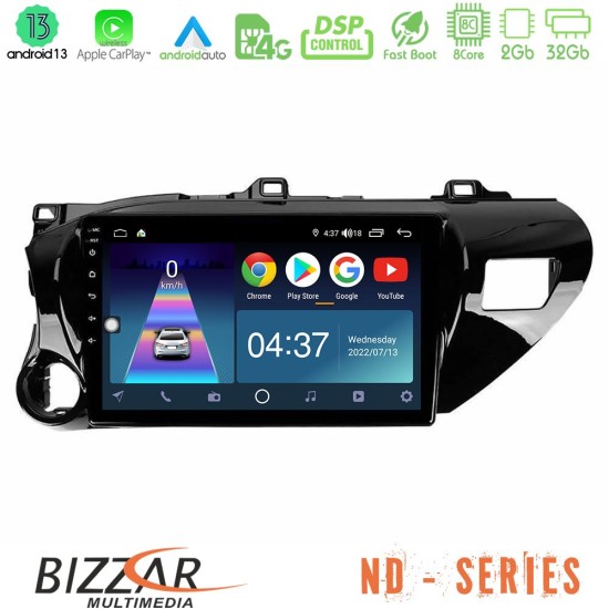 Bizzar ND Series 8Core Android13 2+32GB Toyota Hilux 2017-2021 Navigation Multimedia Tablet 10"