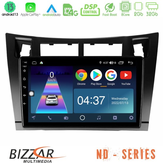 Bizzar ND Series 8Core Android13 2+32GB Toyota Yaris Navigation Multimedia Tablet 9" (Μαύρο Χρώμα)