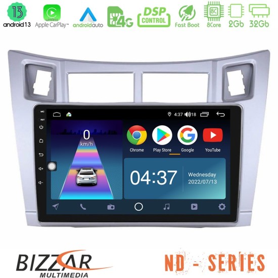 Bizzar ND Series 8Core Android13 2+32GB Toyota Yaris Navigation Multimedia Tablet 9" (Ασημί Χρώμα)