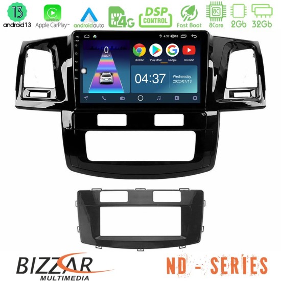 Bizzar ND Series 8Core Android13 2+32GB Toyota Hilux 2007-2011 Navigation Multimedia Tablet 9"