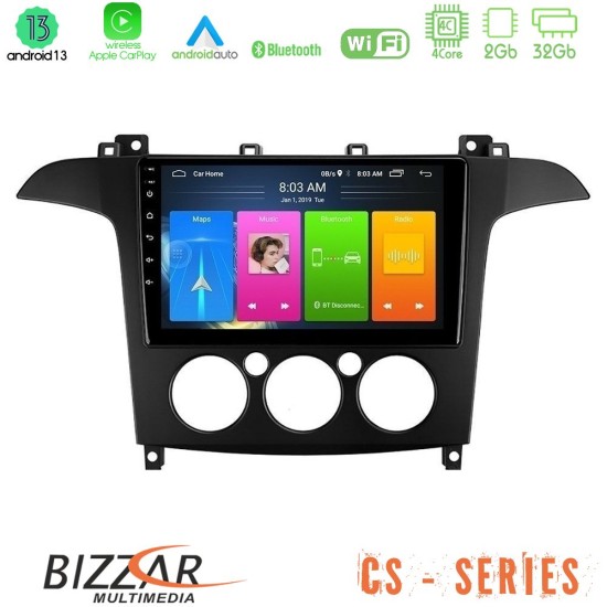 Bizzar CS Series 4Core Android13 2+32GB Ford S-Max 2006-2008 (manual A/C) Navigation Multimedia Tablet 9"