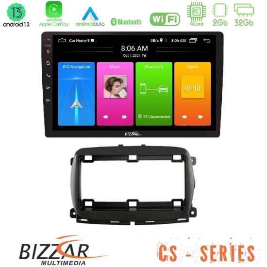 Bizzar CS Series 4Core Android13 2+32GB  Fiat 500 2016> Navigation Multimedia Tablet 9"