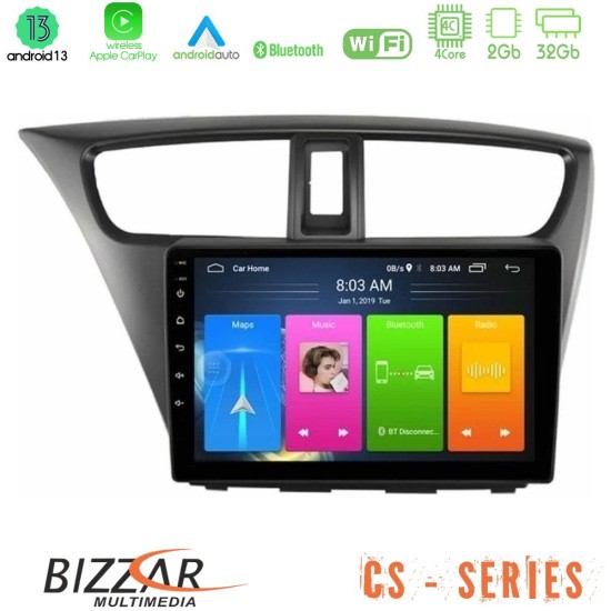 Bizzar CS Series 4Core Android13 2+32GB Honda Civic Hatchback 2012-2015 Navigation Multimedia Tablet 9"