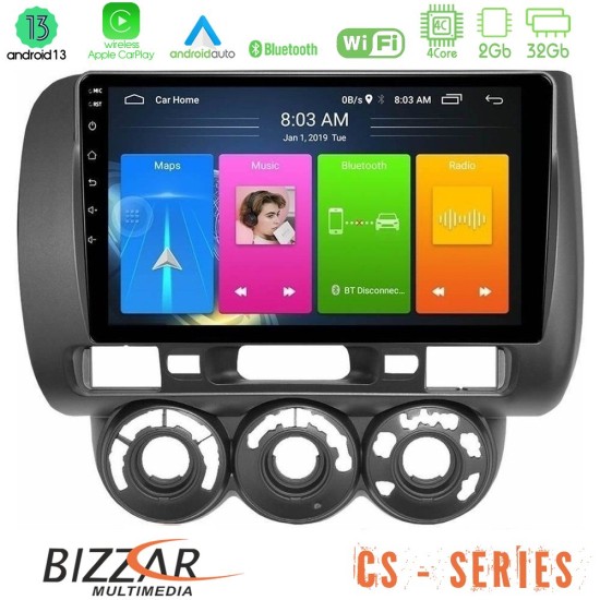 Bizzar CS Series 4Core Android13 2+32GB Honda Jazz 2002-2008 (Manual A/C) Navigation Multimedia Tablet 9"