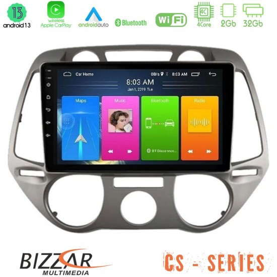 Bizzar CS Series 4Core Android13 2+32GB Hyundai i20 2009-2012 Manual A/C Navigation Multimedia Tablet 9"