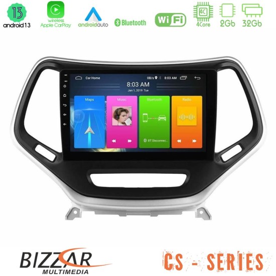 Bizzar CS Series 4Core Android13 2+32GB Jeep Cherokee 2014-2019 Navigation Multimedia Tablet 9" (Ασημί Χρώμα)