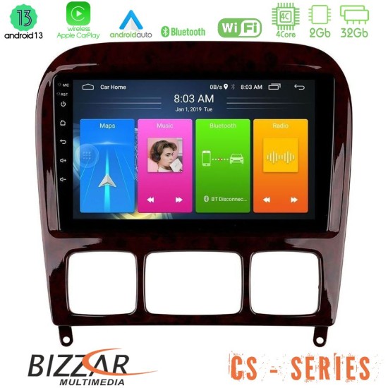 Bizzar CS Series 4Core Android13 2+32GB Mercedes S Class 1999-2004 (W220) Navigation Multimedia Tablet 9"