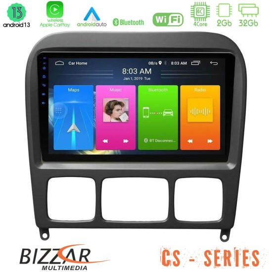 Bizzar CS Series 4Core Android13 2+32GB Mercedes S Class 1999-2004 (W220) Navigation Multimedia Tablet 9"