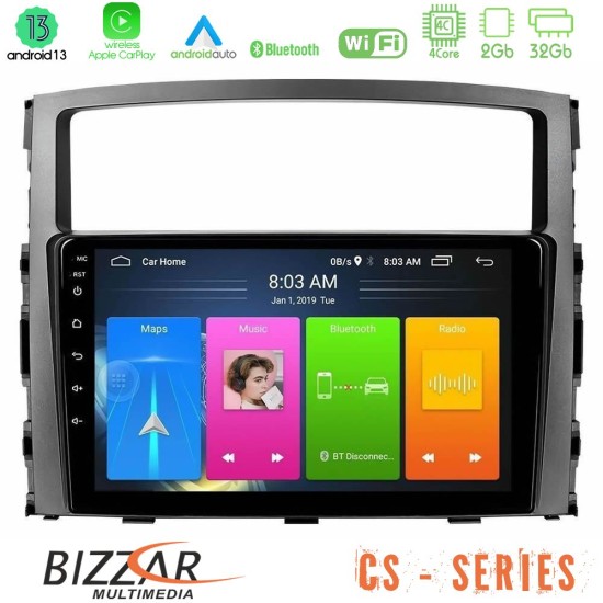 Bizzar CS Series 4Core Android13 2+32GB Mitsubishi Pajero 2008-2009 Navigation Multimedia Tablet 9"