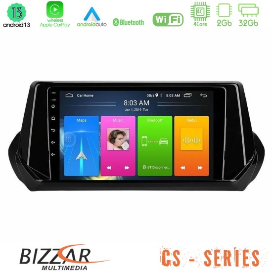 Bizzar CS Series 4Core Android13 2+32GB Peugeot 208 2019-2023 Navigation Multimedia Tablet 9"