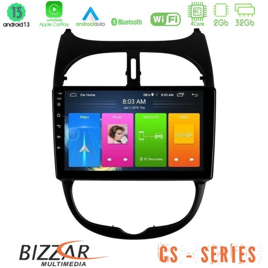 Bizzar CS Series 4Core Android13 2+32GB Peugeot 206 Navigation Multimedia Tablet 9"