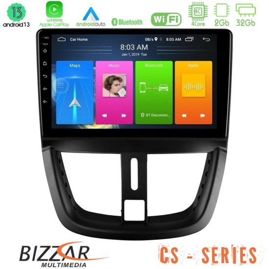 Bizzar CS Series 4Core Android13 2+32GB Peugeot 207 Navigation Multimedia Tablet 9"