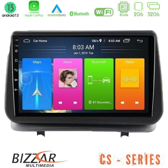 Bizzar CS Series 4Core Android13 2+32GB Renault Clio 2005-2012 Navigation Multimedia Tablet 9"