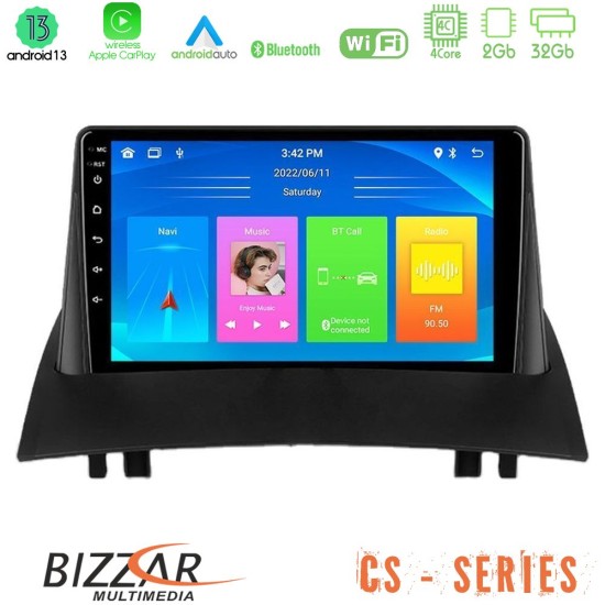 Bizzar CS Series 4Core Android13 2+32GB Renault Megane 2 2002-2008 Navigation Multimedia Tablet 9"