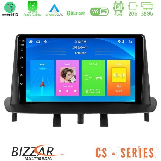 Bizzar CS Series 4Core Android13 2+32GB Renault Megane 3 2009-2013 Navigation Multimedia Tablet 9"