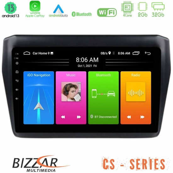 Bizzar CS Series 4Core Android13 2+32GB Suzuki Swift 2017-2023 Navigation Multimedia Tablet 9"