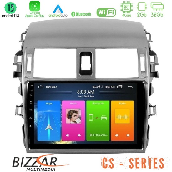 Bizzar CS Series 4Core Android13 2+32GB Toyota Corolla 2008-2010 Navigation Multimedia Tablet 9"