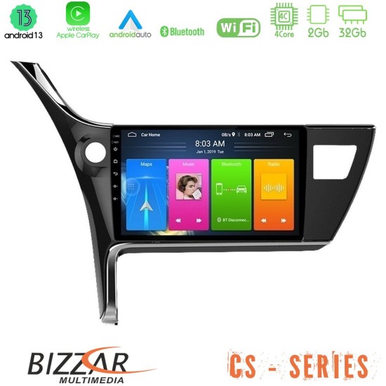 Bizzar CS Series 4Core Android13 2+32GB Toyota Corolla 2017-2018 Navigation Multimedia Tablet 10"