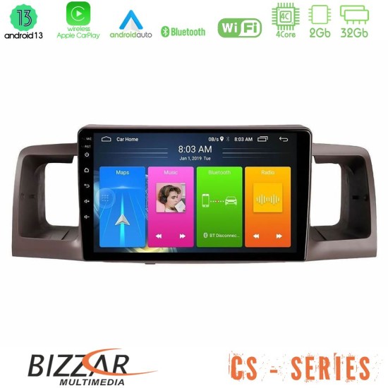 Bizzar CS Series 4Core Android13 2+32GB Toyota Corolla 2002-2006 Navigation Multimedia Tablet 9"