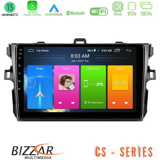 Bizzar CS Series 4Core Android13 2+32GB Toyota Corolla 2007-2012 Navigation Multimedia Tablet 9"