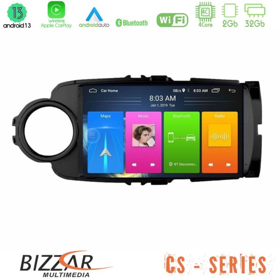 Bizzar CS Series 4Core Android13 2+32GB Toyota Yaris Navigation Multimedia Tablet 9" (Μαύρο Χρώμα)