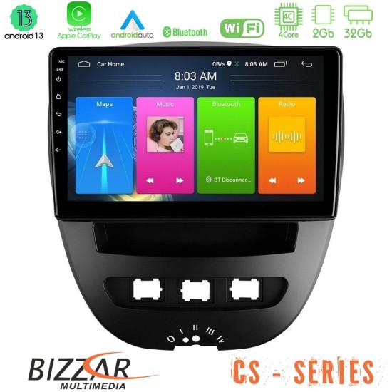 Bizzar CS Series 4Core Android13 2+32GB Toyota Aygo/Citroen C1/Peugeot 107 Navigation Multimedia Tablet 10"