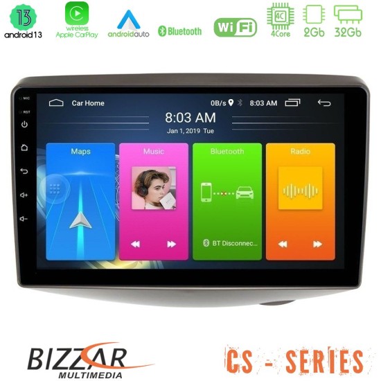 Bizzar CS Series 4Core Android13 2+32GB Toyota Yaris 1999 - 2006 Navigation Multimedia Tablet 9"