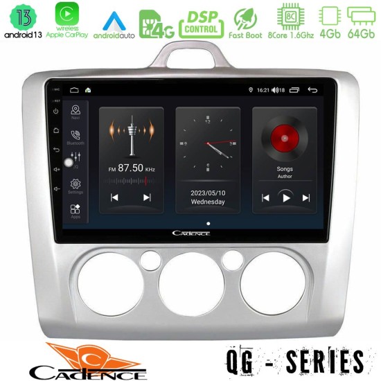 Cadence QG Series 8Core Android13 4+64GB Ford Focus Manual AC Navigation Multimedia Tablet 9"