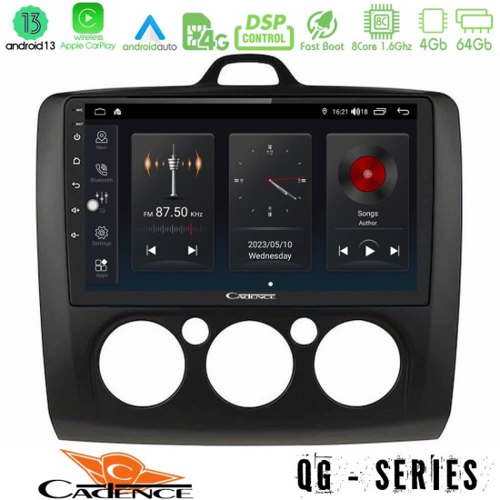 Cadence QG Series 8Core Android13 4+64GB Ford Focus Manual AC Navigation Multimedia Tablet 9" (Μαύρο Χρώμα)