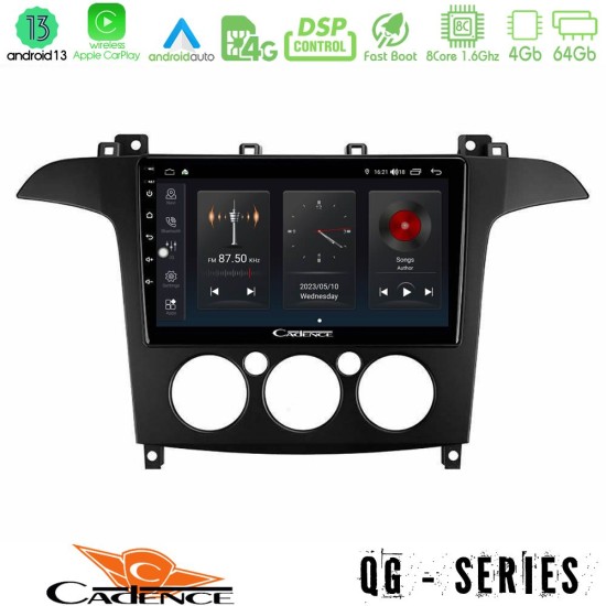 Cadence QG Series 8Core Android13 4+64GB Ford S-Max 2006-2008 (manual A/C) Navigation Multimedia Tablet 9"