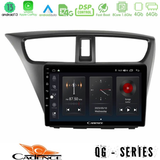 Cadence QG Series 8Core Android13 4+64GB Honda Civic Hatchback 2012-2015 Navigation Multimedia Tablet 9"