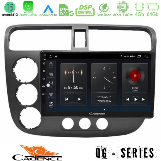 Cadence QG Series 8Core Android13 4+64GB Honda Civic 2001-2005 Navigation Multimedia Tablet 9"