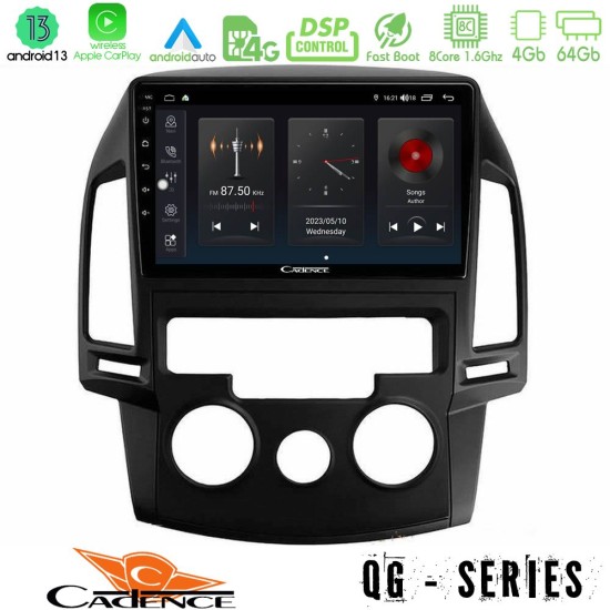 Cadence QG Series 8Core Android13 4+64GB Hyundai i30 2007-2012 Manual A/C Navigation Multimedia Tablet 9"