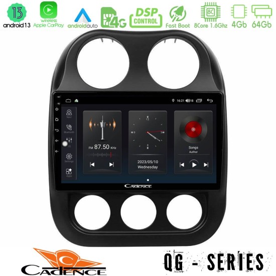 Cadence QG Series 8Core Android13 4+64GB Jeep Compass 2010-2016 Navigation Multimedia Tablet 9"