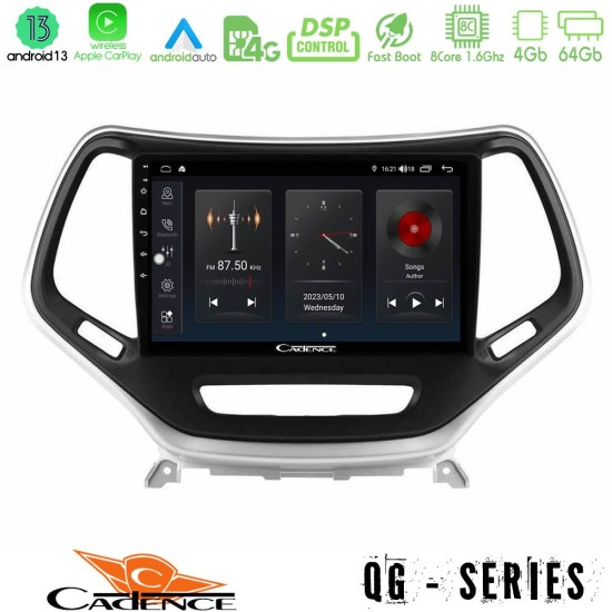 Cadence QG Series 8Core Android13 4+64GB Jeep Cherokee 2014-2019 Navigation Multimedia Tablet 9" (Ασημί Χρώμα)