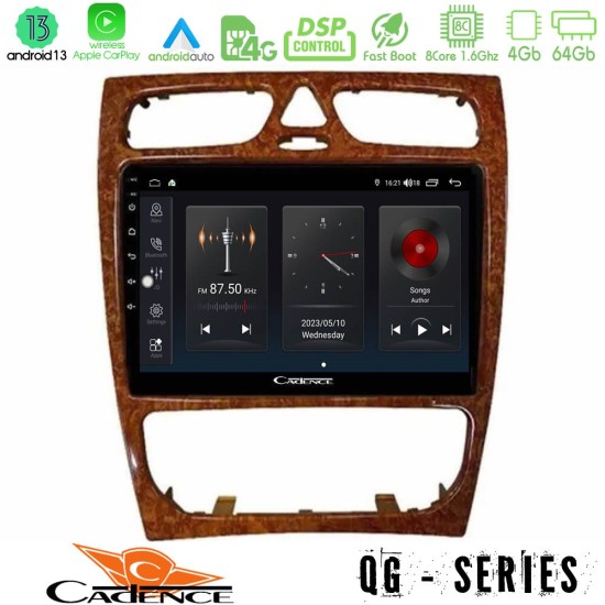 Cadence QG Series 8Core Android13 4+64GB Mercedes C Class (W203) Navigation Multimedia Tablet 9" (Wooden Style)