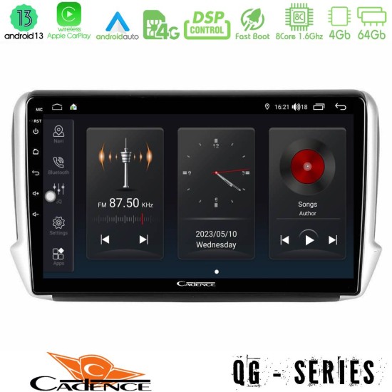 Cadence QG Series 8Core Android13 4+64GB Peugeot 208/2008 Navigation Multimedia Tablet 10"