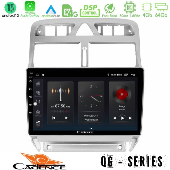 Cadence QG Series 8Core Android13 4+64GB Peugeot 307 2002-2008 Navigation Multimedia Tablet 9"