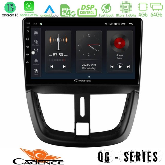 Cadence QG Series 8Core Android13 4+64GB Peugeot 207 Navigation Multimedia Tablet 9"