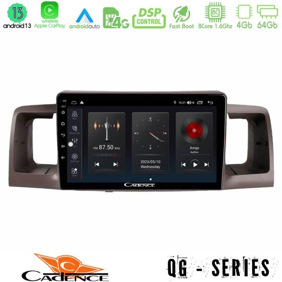 Cadence QG Series 8Core Android13 4+64GB Toyota Corolla 2002-2006 Navigation Multimedia Tablet 9"