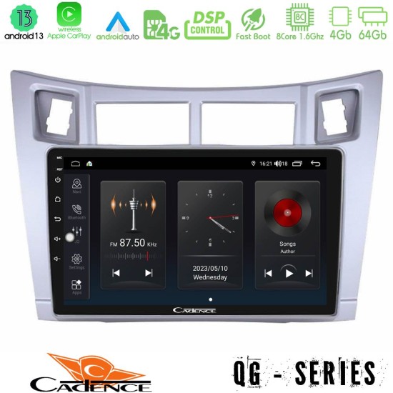 Cadence QG Series 8Core Android13 4+64GB Toyota Yaris Navigation Multimedia Tablet 9" (Ασημί Χρώμα)