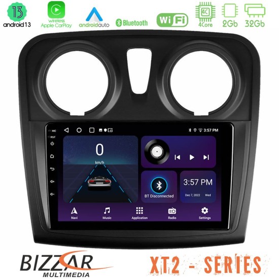 Bizzar XT2 Series 4Core Android13 2+32GB Dacia Sandero/Dokker 2014-2020 Navigation Multimedia Tablet 9"