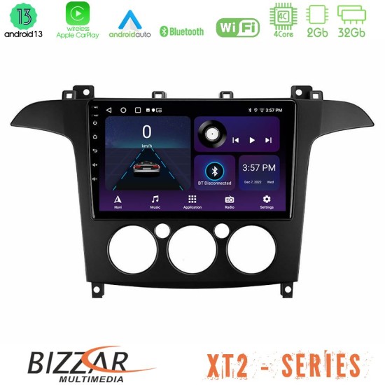 Bizzar XT2 Series 4Core Android13 2+32GB Ford S-Max 2006-2008 (manual A/C) Navigation Multimedia Tablet 9"