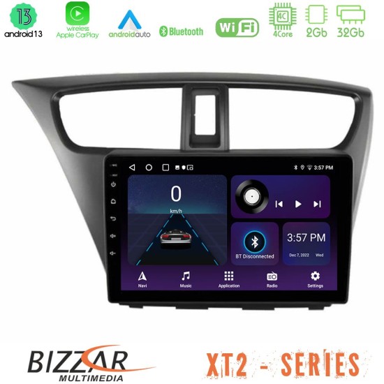 Bizzar XT2 Series 4Core Android13 2+32GB Honda Civic Hatchback 2012-2015 Navigation Multimedia Tablet 9"