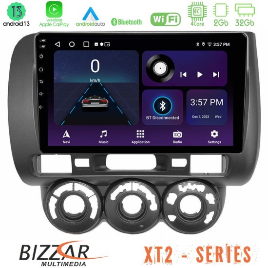 Bizzar XT2 Series 4Core Android13 2+32GB Honda Jazz 2002-2008 (Manual A/C) Navigation Multimedia Tablet 9"