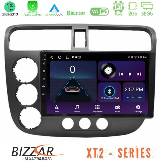 Bizzar XT2 Series 4Core Android13 2+32GB Honda Civic 2001-2005 Navigation Multimedia Tablet 9"