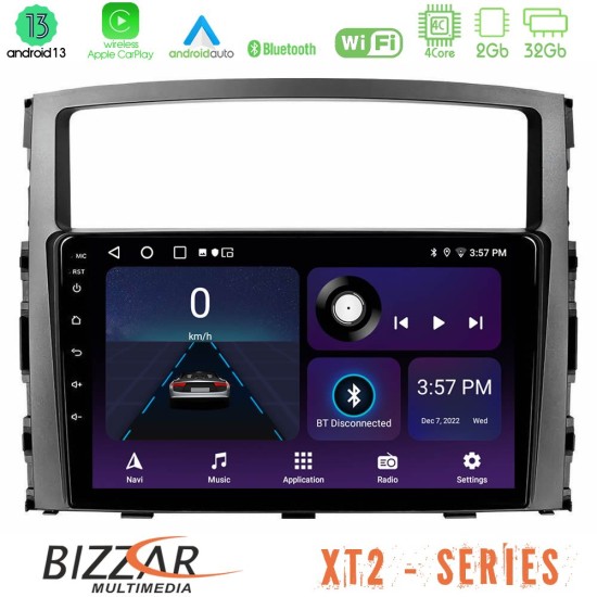 Bizzar XT2 Series 4Core Android13 2+32GB Mitsubishi Pajero 2008-2009 Navigation Multimedia Tablet 9"