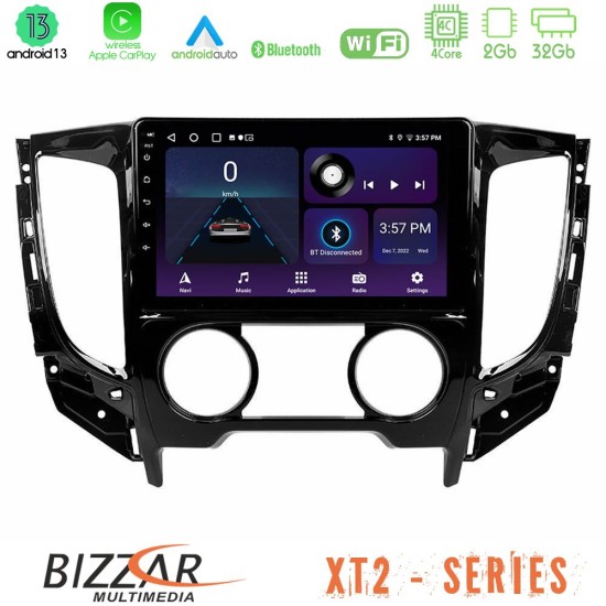 Bizzar XT2 Series 4Core Android13 2+32GB Mitsubishi L200 2016-> & Fiat Fullback (Manual A/C) Navigation Multimedia Tablet 9"